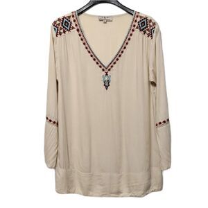 R CINCO RANCH Embroidered Beaded Tunic Top S